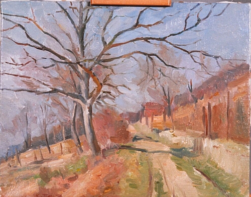 August Kutterer - Feldweg mit Bäumen am Hang