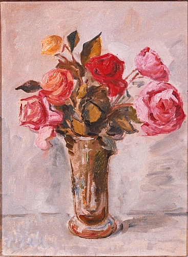 August Kutterer - Stilleben mit Blumenvase mit Rosen