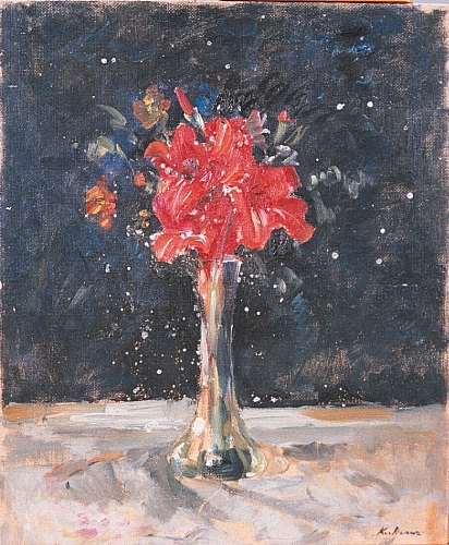 August Kutterer - Blumenvase mit roten Lilien