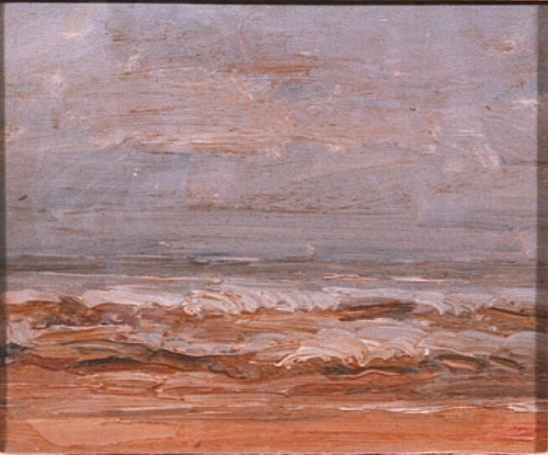 August Kutterer - Wellen an einen Strand laufend, Nordsee