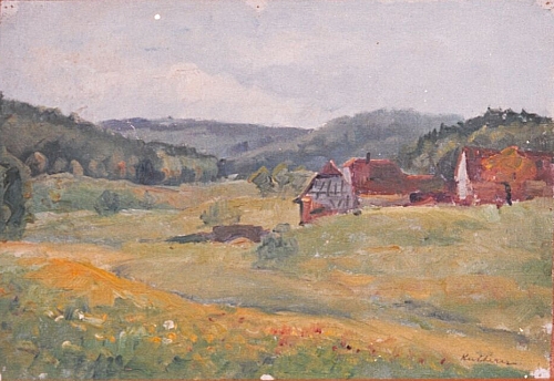August Kutterer - Landschaft mit Bauernhof, bei Schöllbronn