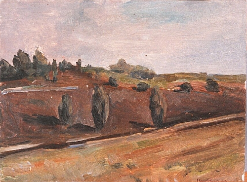August Kutterer - Landschaft mit Feldern und Bäumen