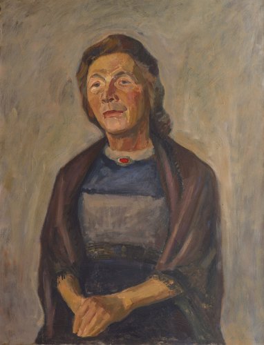 August Kutterer - Portrait einer älteren Frau, sitzend, Halbfigur