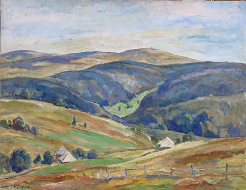 August Kutterer - weite Landschaft mit Feldern und Hügeln, Feldberg