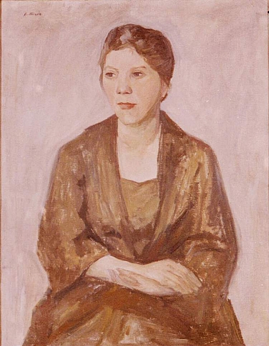August Kutterer - Portrait einer Frau, sitzend, Halbfigur, Elise Kutterer