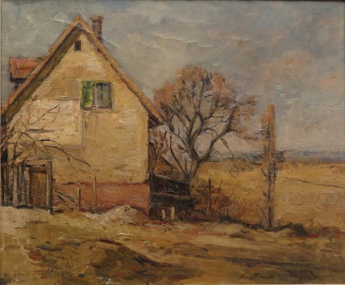 August Kutterer - Bauernhaus am Dorfrand, Daxlanden Vorderstraße