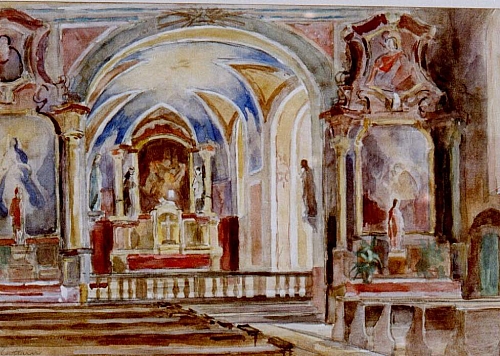August Kutterer - Barocker Kircheninnenraum, St. Valentinskirche, Daxlanden