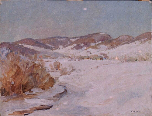 August Kutterer - Hügellandschaft mit Schnee