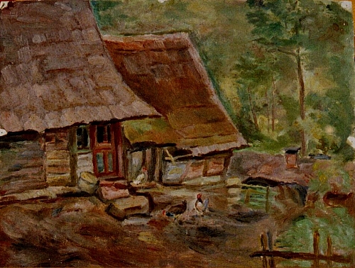 August Kutterer - Bauernhaus mit Hühnerstall