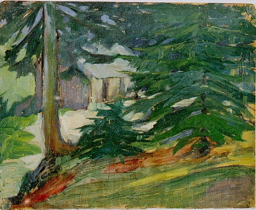 August Kutterer - Waldlichtung mit Haus
