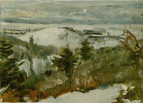August Kutterer - Winterlandschaft mit Bergen