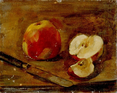 August Kutterer - Stilleben mit Äpfeln und Messer