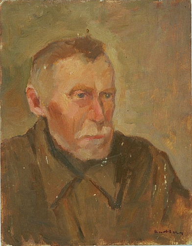 August Kutterer - Portrait eines alten Mannes leicht ins Profil gerückt