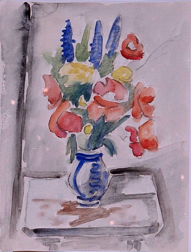 August Kutterer - Stilleben mit Blumenvase auf einem Tisch