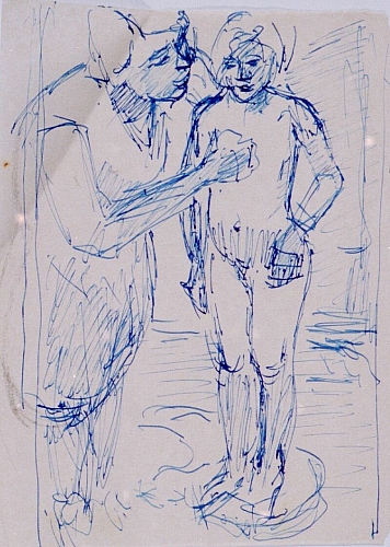 August Kutterer - Mutter mit Kind beim Waschen