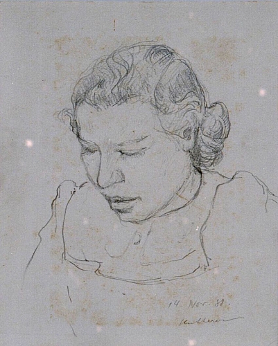 August Kutterer - Bildnis einer Frau mit gesenktem Kopf, Gisela Kutterer
