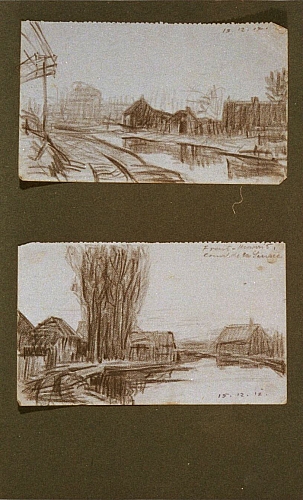 August Kutterer - Zwei Landschaften mit Häusern