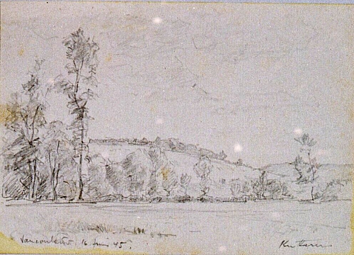 August Kutterer - Landschaft mit Hügel und Bäumen