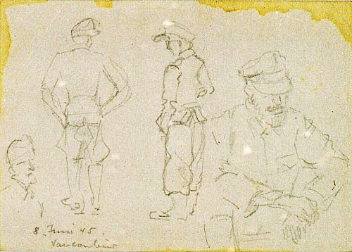 August Kutterer - Skizzen von Männern in Uniform