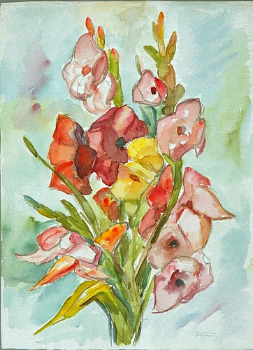 August Kutterer - Blumenstrauß mit Gladiolen