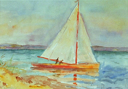 August Kutterer - Segelboot auf See
