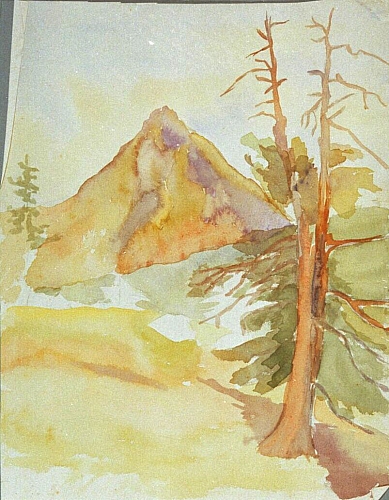 August Kutterer - Berg mit Landschaft und Bäumen