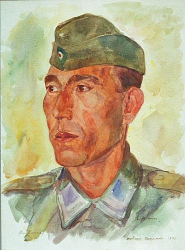 August Kutterer - Portrait eines Mannes in Uniform