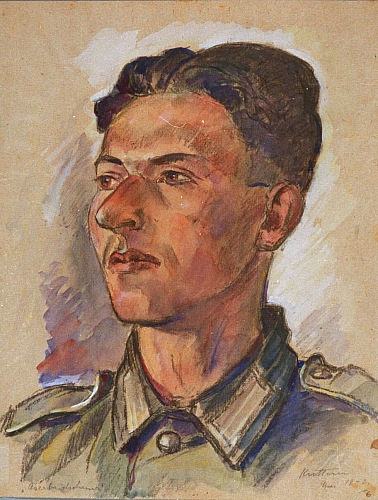 August Kutterer - Portrait eiens Mannes in Uniform