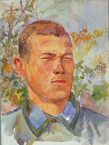 August Kutterer - Portrait eines Mannes in Uniform, Usbeke