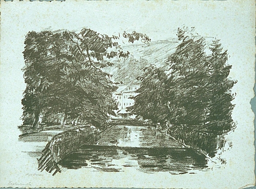 August Kutterer - Flusslauf mit Spazierweg