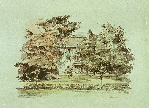 August Kutterer - Haus mit Park und Bäumen