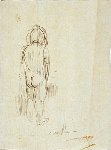 August Kutterer - Rückenbild eines Kindes, Skizze