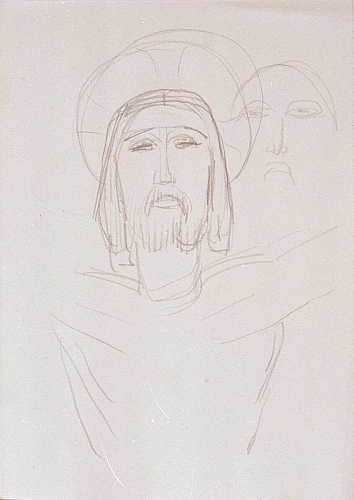 August Kutterer - Brustbild Christus, Skizze