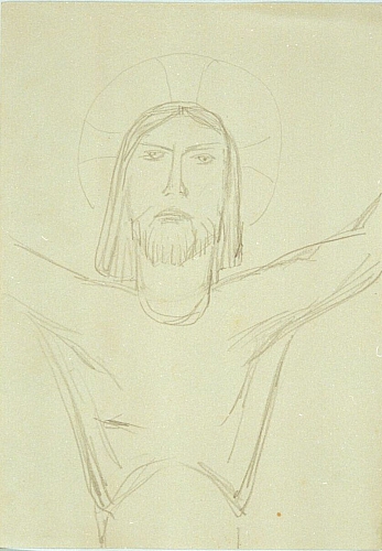 August Kutterer - Brustbild Christus, Skizze