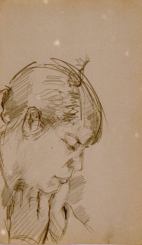 August Kutterer - Skizze eines Frauenkopfes
