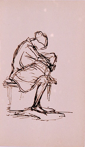 August Kutterer - Skizze einer Frau sitzend