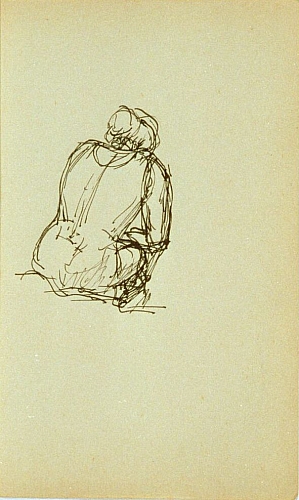 August Kutterer - Skizze einer Frau sitzend von hinten