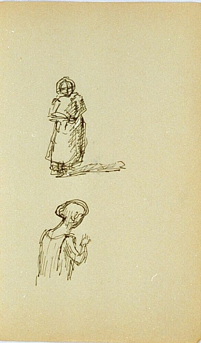 August Kutterer - Skizze zweier Frauen