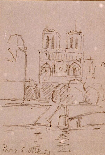 August Kutterer - Skizze einer Kirche, Notre Dame, Paris