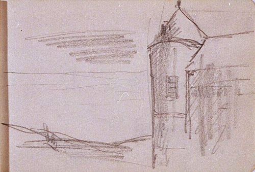 August Kutterer - Skizze eines Gebäudes mit Rotunde