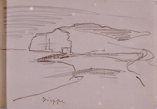 August Kutterer - Skizze einer Felsenküste am Meer, Dieppe