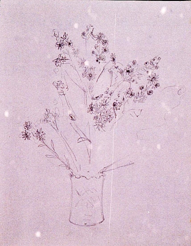 August Kutterer - Skizze einer Vase mit Blumen
