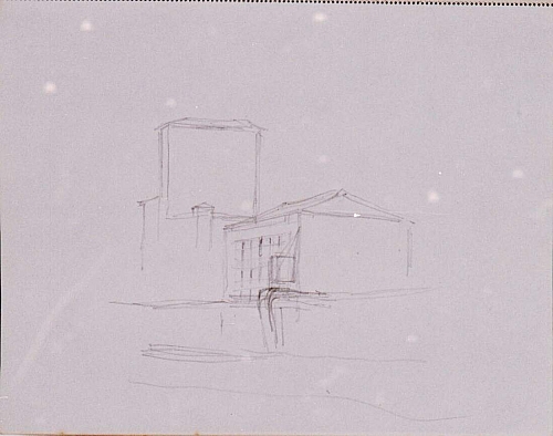 August Kutterer - Skizze eines Hafengebäudes