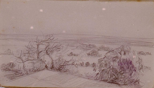 August Kutterer - Skizze einer weiten Landschaft