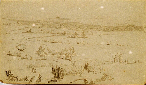 August Kutterer - Skizze einer weiten Landschaft mit Bäumen