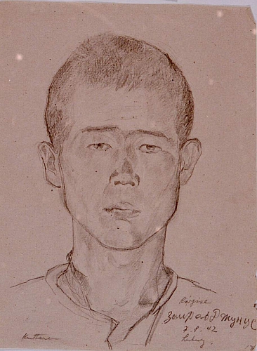 August Kutterer - Portrait eines jungen Mannes, Kirgise