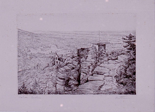 August Kutterer - Burgruine mit Blick in die weite Landschaft