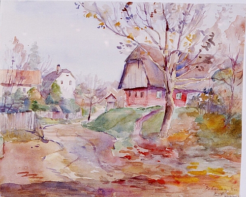 August Kutterer - Dorfeingang im Herbst