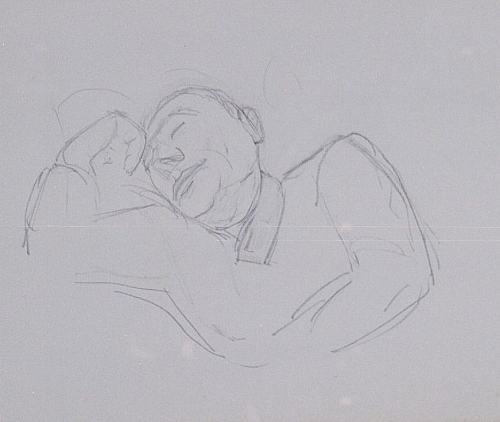 August Kutterer - Skizze eines Mannes schlafend, Brustbild