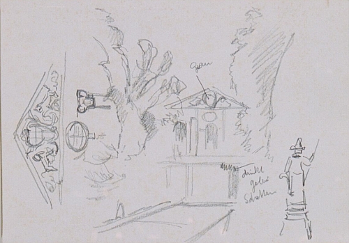 August Kutterer - Skizze Details eines Gebäudes